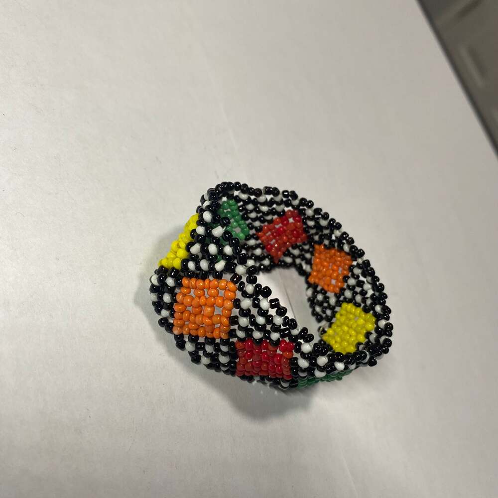 Bohemian Huichol Style Hand-Woven Beaded Stretch Bangle Bracelet